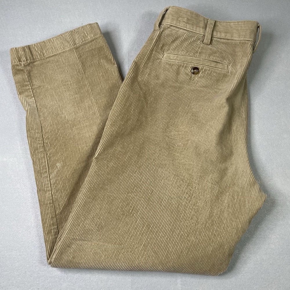 LL Bean 36 X 30 Country Corduroy Pants Dark Khaki Stretch Cotton